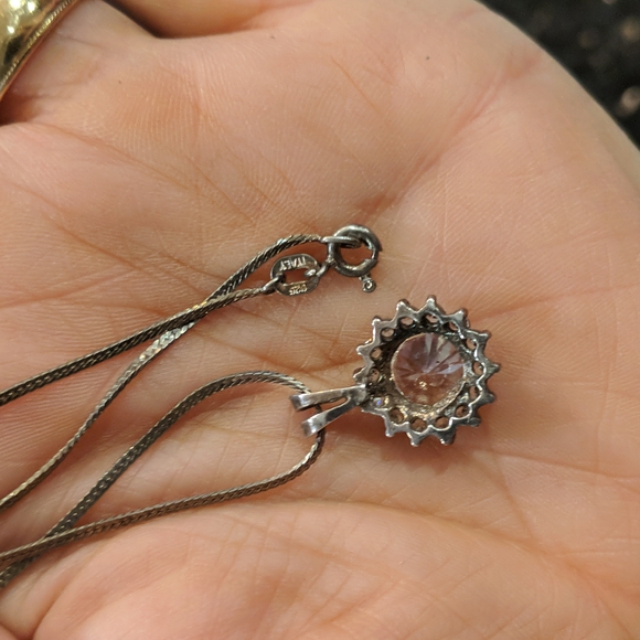 925 Sterling silver chain and pendant with cubic zirconia - Picture 3 of 6